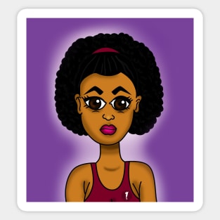 Brown skin girl digital art cartoon Sticker
